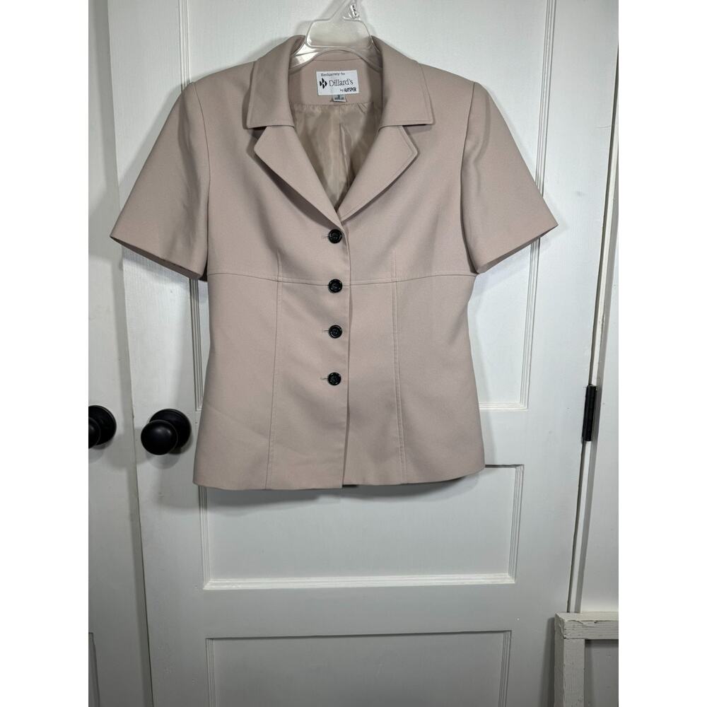 Kasper Suit Jacket Tan Size 8 Fitted Short Sleeve
